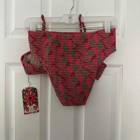 Farm Rio smocked bikini bathing suit high rise push-up seasheel small new - Picture 4 of 8